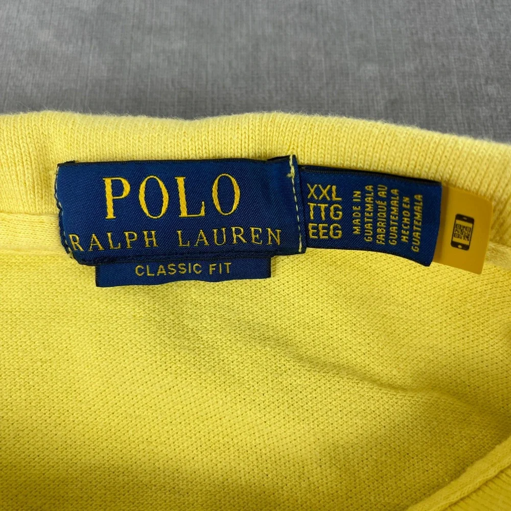 Polo Ralph Lauren Men XXL Yellow Polo Shirt Classic Fit Blue Pony Logo